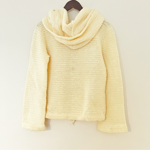 Vintage Pastel Yellow Handmade Knitted Henley Hoodie - Picture 2 of 6